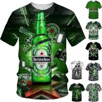 2023 NewBeer 3d พิมพ์เสื้อยืดผู้ชายแฟชั่นแขนสั้น Tees Tops