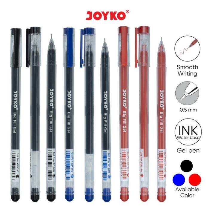 Gel Pen Pulpen Pena Joyko GP-330 Big Fill Gel 0.5 Mm Merek Joyko Harga ...