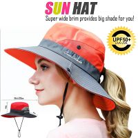 Womens Ponytail Hat Outdoor UV Protection Mesh Wide Brim Beach Fishing Bob Hiking