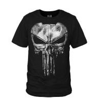 2023 newthe American punisher พิมพ์เสื้อยืดเสื้อยืดแขนสั้น Ghost Skull Skeleton