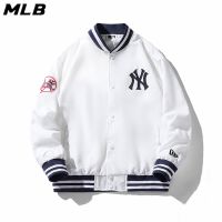 HOT”เสื้อแจ็กเก็ตเบสบอล ปักลายโลโก้ MLB NY ของแท้ แต่งซิป สําหรับผู้ชาย และผู้หญิง