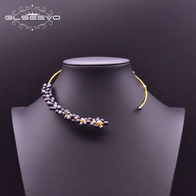 GLSEEVO Natural Baroque Pearl Statement Choker Necklace For Women Gift Handmade Colored Luxury Designer Fine Jewelry GN0061-4