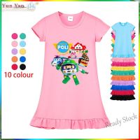 【Ready Stock】 ❀∈☈ C22 Robocar Poli Girls Dress Top Fashion Casual Kids Cartoon Print Childrens Home Clothes Sleepwear 3-15Y