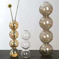 INS transparent spherical flower arrangement creative bright ball candy gourd round vase designer candlestick bottle