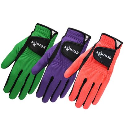 Pack 1 Pcs Mens Golf Glove Left Hand 3D Mesh Non-slip Micro Fiber Green Orange Purple Golf Gloves Men Brand Efunist