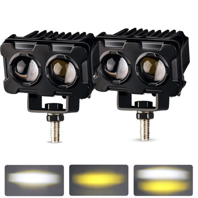 12PCS 60W Motorcycle LED Spotlight Double es Spotlight Motorcycles Auxiliary Fog Lamp Dual Color White Yellow Light