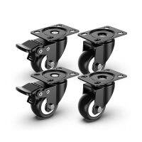 4Pcs 1.6in Heavy Duty Swivel Caster Wheels with Safety Dual Locking and Polyurethane Foam No Noise Wheels  Load Bearing 440 Lbs Furniture Protectors R