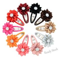 【Ready Stock】 ◑△ C18 Baby Girls Chiffon Floral Cute Hair Clip Kids Toddler Hairpin with Rhinestone