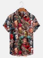 2023 Summer New Mens Shirt 3D Printed Horror Pattern Hawaiian Fashion Designer Mens Horror Shirts Movie Print 3XL Tops