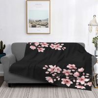 Fleece Blooming Sakura Branch Throw Blanket Cherry Blossom Japanese Flower Blankets for Bed Travel Sofa Bedspreads Warm Flannel