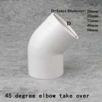 ◐❁ PVC Water Supply Pipe Fittings 45 degrees Elbow Connectors Plastic Joint Irrigation Water Parts 1 Pcs