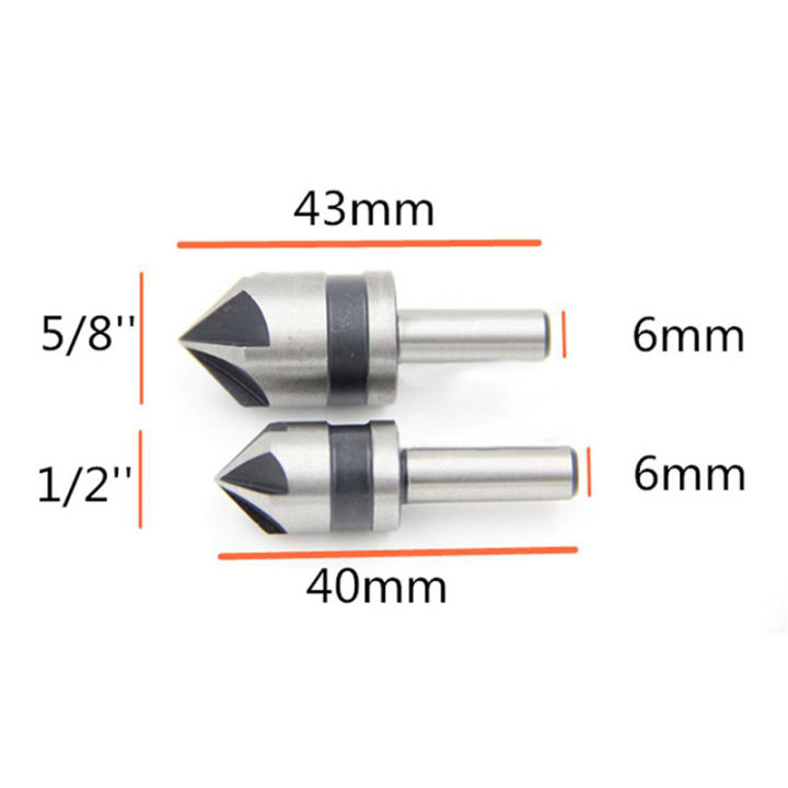 คลังสินค้าพร้อม-fonix-5pcs-5ขลุ่ยhss-countersink-drillชุดบิต90องศา1-4inch-shankอ่างล้างจานโลหะchamfering-cutterสำหรับงานไม้เครื่องมือ