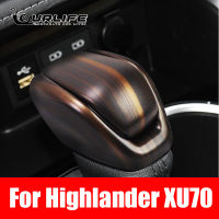 รถเกียร์ Lever Head Cover Shift Knob Trim Chrome สำหรับ Toyota Highlander 2020-2023อุปกรณ์เสริมจัดแต่งทรงผมคาร์บอนไฟเบอร์2022 XU70