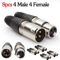 8pcs MIC Cable Terminal 4 Male 4 Female 3Pin Cannon XLR Connector Zinc Alloy Socket Panel Mount Chassis for Mixer Amplifier