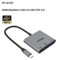 ONTEN OTN-UC301 3 in 1 USB-C to HDMI+USB3.2 Gen1+PD3.0 Adapter, 4K60Hz