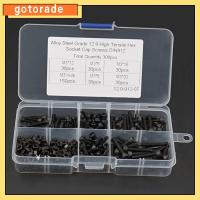 GOTORADE 300Pcs 6mm/8mm/12mm/16mm/20mm สกรูหัวจม เหล็กอัลลอยเกรด12.9 สีดำสีดำ สกรูหัวจมหกเหลี่ยม พร้อมกล่องเก็บของ เครื่องเมตริกแยกสกรู อุตสาหกรรมเครื่องจักรพิเศษ