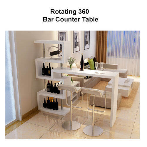 BAR COUNTER TABLE Rotating 360 Bar Counter Table Wine Storage Home Bar Furniture