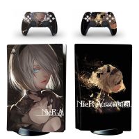 ดิสก์มาตรฐาน PS5รถยนต์ NieR ฝาครอบรูปลอกสติ๊กเกอร์สกินสำหรับคอนโซล PlayStation 5และตัวควบคุม2ตัว PS5ผิวไวนิลดิสก์