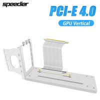 White Vertical GPU Mounting Bracket Graphics Card Holder Kit with Gen4 4.0 PCIE Riser Cable 90 Degree Right Angle 15-60cm Black