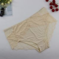 Plus Size Women Underpants Female Panties Comfort Intimates Lace Underwear Briefs Ice Silk Hollow Out Lingeries