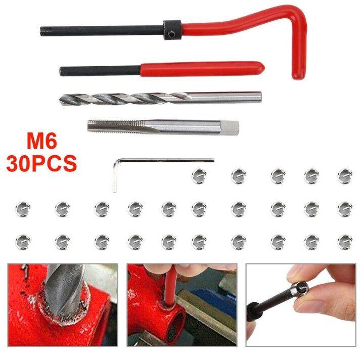【bluespot】 Stainless Steel Metric Thread Repair Insert Kit For Engine Repair M6*1mm Lazada