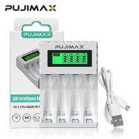 PUJIMAX 4-Slot 1.2V ที่ชาร์จแบตเตอรี่อัจฉริยะหน้าจอ LCD สำหรับ AA/AAA NiCd NiMh แบตเตอรี่อะแดปเตอร์ชาร์จเร็วแบบพกพา