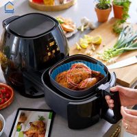 พร้อมที่จับหม้อทอด Air Fryer ซับกลมไม่ติดทนความร้อนได้แผ่นรองหม้อทอด Air Fryer สำหรับเตาไมโครเวฟอุปกรณ์เสริม