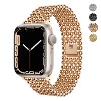 Luxury stainless steel band for apple watch Ultra 49mm series 7 6 SE 5 3 diamond bracelet for iwatch 42mm 38 40 44 41 45mm strap Straps