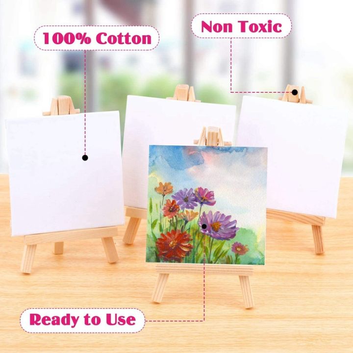 20pcs-mini-canvas-drawing-board-with-easel-painting-canvas-panel-suitable-for-art-painting-party-supplies
