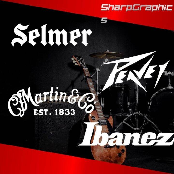 Selmer Peavey CF Martin Ibanez Guitar Headstock Music Brand Sticker