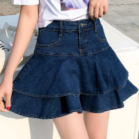 Gemutlich Chinese Size S-9XL Women Denim Mini Skirt Jeans Ruffles Bodycon Shorts Skirt High Waist New Summer Preppy Style