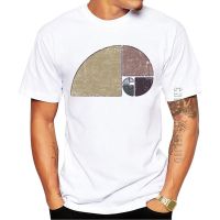 Cotton Distressed Geometric Fibonacci Spiral Printed Graphic Tshirt Hipster Men Tshirt Cool Funny Tees