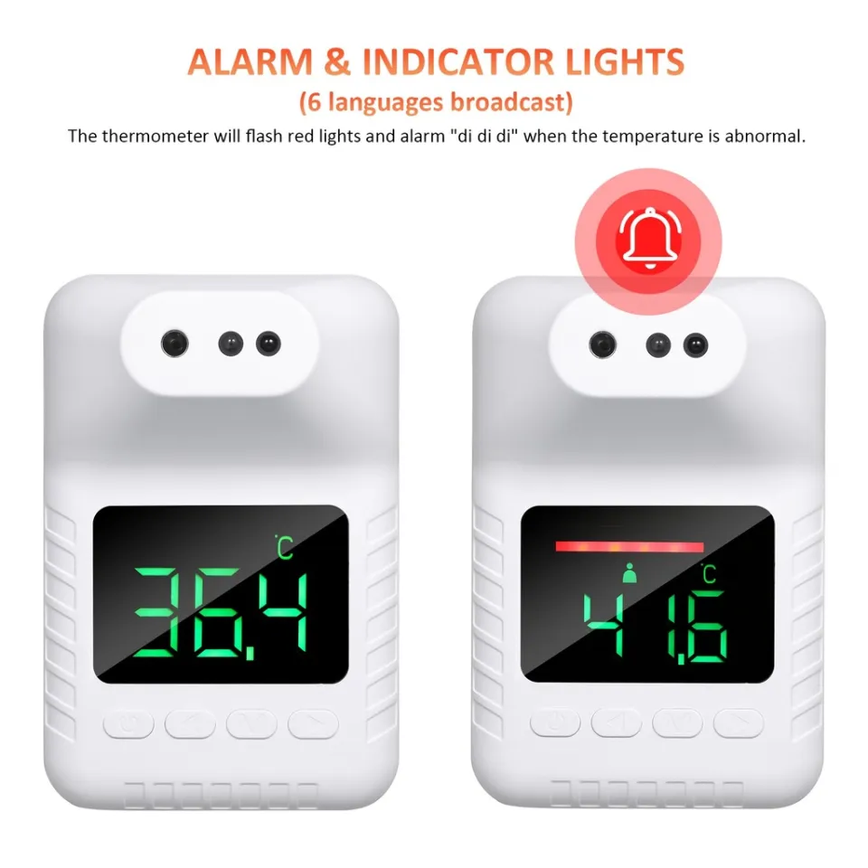 Wall-Mounted Body Thermometer with Bluetooth iOS App & Tripod Holder,  Non-Contact Digital Forehead Fever Detection with Alarm for Schools,  Offices