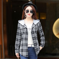 2021 Spring Autumn Cotton Long Sleeve Checked Plaid Shirt WomenFlannel Shirt Hoodie Casual Fit Blouse Plus Size XXXL Sweatshirt