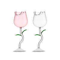 150280Ml Creative Pink Rose Shape แก้วไวน์ตะกั่วแก้วหรูหราโปร่งใส Goblet แชมเปญไวน์ถ้วยงานแต่งงาน Party888