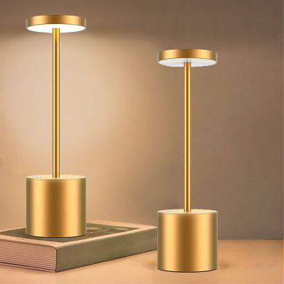 Cordless LED Touch Table Lamp Creative Metal Desk Lamp Rechargeable Night Light Lamp For Restaurant Hotel Coffee Bedroom Decor Night Lights