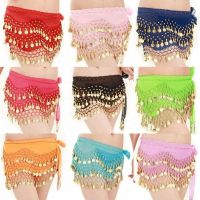 ✔ Spot belly dance waist chain beginner Indian dance practice hip scarf three-layer chiffon 98 gold coin belt performance waist scarf