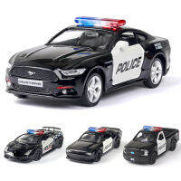 A1:36 Dodge Ford Mustang F150รถกระบะตำรวจรุ่น Auto ดึงกลับของขวัญ A195M