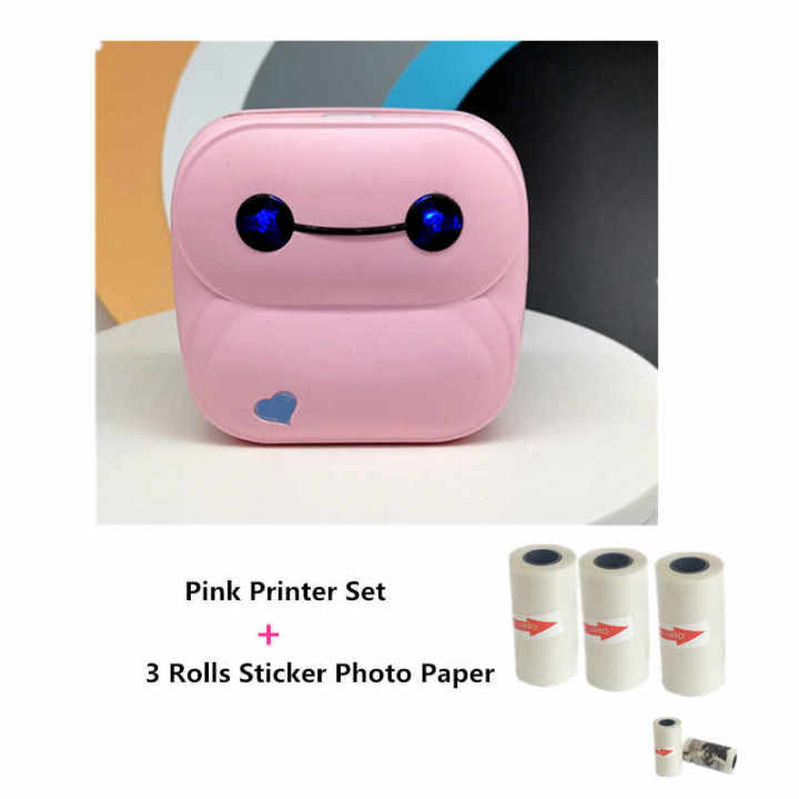 เครื่องปริ้นเทอร์มอลขาวดำไร้หมึก-a6-เครื่องพิมพ์ภาพ-p8s-baypage-bluetooth-ไร้สายเครื่องพิมพ์สติกเกอร์-สี-pink-แถมฟรีกระดาษสติกเกอร์-3ม้วน