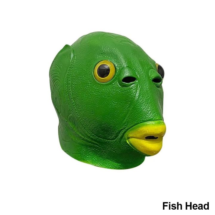 หัวปลาสีเขียวตลกสำหรับงานรื่นเริงปาร์ตี้น้ำยางหน้ากากคอสเพลย์ชุดคอสเพลย์ฮัลโลวีน-s-น่ากลัว