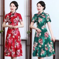 ✆⊙∋ Cheongsam dresses with short sleeves restoring ancient ways of long summer modified older mother belly kei slim skirt