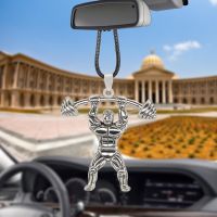 【jw】﹊❁☎  Alta qualidade espelho retrovisor do carro pingente barbell decoração pendurado charme ornamentos automóveis interior carros acessórios