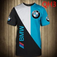 3D โลโก้รถผู้ชายคลาสสิกแขนสั้นคอกลม BMW เสื้อยืดลำลองสำหรับบุรุษขนาดใหญ่