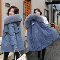 BIZOT ใหม่ผู้หญิง Parka ฤดูหนาวแจ็คเก็ตขนสัตว์ Warm Snow สวมเบาะเสื้อผ้าแฟชั่นยาวเสื้อขนสัตว์ Liner Hooded Parkas Slim