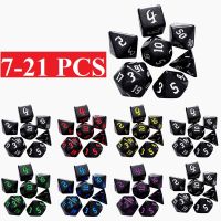 Polyhedral 7-21Piece/3 Set Dice Set D4 D6 D8 D10 D D12 D20 for Tabletop Role Playing Games Playing Props Bar Family Party Toy