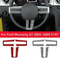 For Ford Mustang GT 2005-2009 S197 Car Accessories Carbon Fiber Interior Car Steering Wheel Panel Trim Sticker Decal Cover Frame