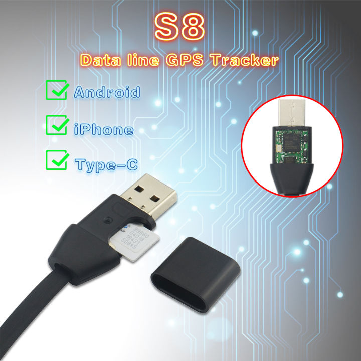 usb-data-cable-s8-gps-tracker-for-android-iphone-anti-lost-gps-position-pickup-voice-actives-charging-car-positioning-locator