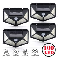 Outdoor Solar Wall Lamp Four Sides 100LED Human Body Motion Sensor Lampara Waterproof IP65 Garden Lamp street light