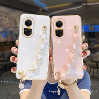 DKHORSING เคสใส่โทรศัพท์หรูใหม่สำหรับ OPPO Reno,เคสนิ่มชุบ Oppo Reno 10 / 10 Pro / 10 Pro + 2023 10 5G พร้อมฝาหลังป้องกันด้วยไฟฟ้าสร้อยข้อมือโคลเวอร์ OPPO Reno 10Pro บวก5G