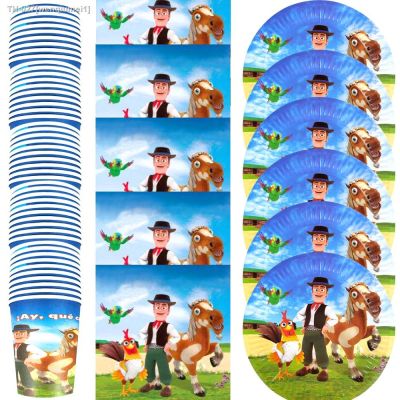 ▫ 60pcs/lot La granja de zenon Farm Ranch Theme Tableware Set Birthday Party Paper Napkins Plates Cups Dishes Decoration Supplies